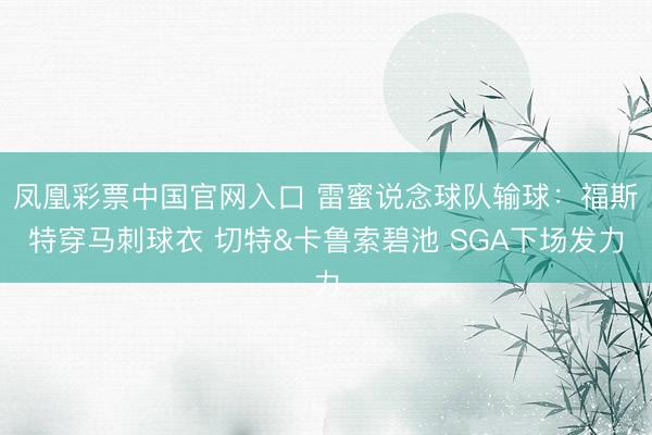 凤凰彩票中国官网入口 雷蜜说念球队输球：福斯特穿马刺球衣 切特&卡鲁索碧池 SGA下场发力