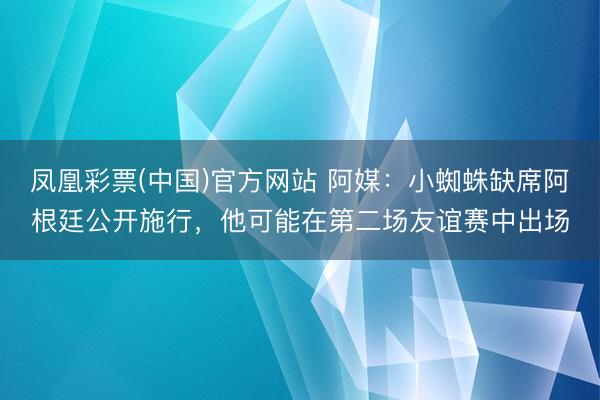 凤凰彩票(中国)官方网站 阿媒：小蜘蛛缺席阿根廷公开施行，他可能在第二场友谊赛中出场
