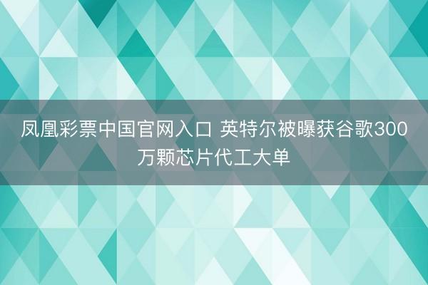 凤凰彩票中国官网入口 英特尔被曝获谷歌300万颗芯片代工大单