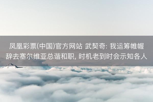 凤凰彩票(中国)官方网站 武契奇: 我运筹帷幄辞去塞尔维亚总谐和职， 时机老到时会示知各人
