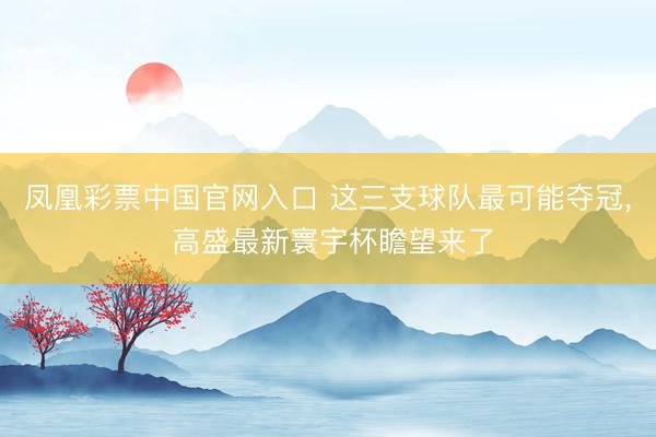 凤凰彩票中国官网入口 这三支球队最可能夺冠， 高盛最新寰宇杯瞻望来了